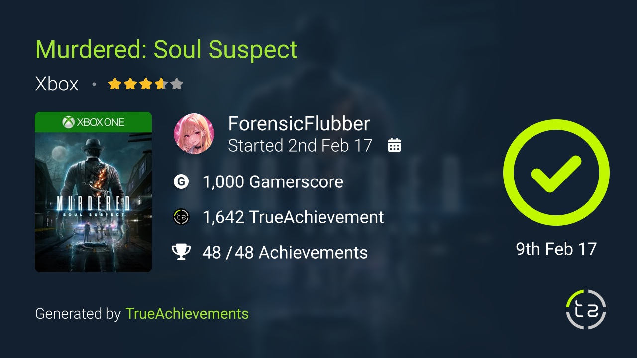 Murdered Soul Suspect achievement summary